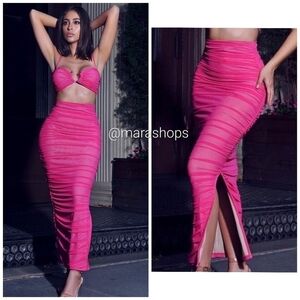 Miss Circle Pink Ruch Maxi Skirt